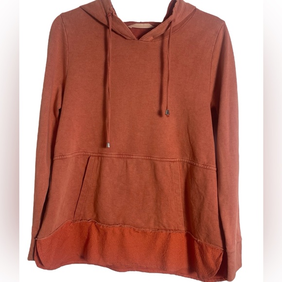 Soft Surroundings Hooded Orange Coral Pullover Size Medium Petite - Picture 1 of 11